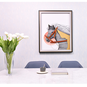 Trang trí nội thất plexiglass khung handmade 3D nghệ thuật động vật bức tranh Ngựa hình ảnh - Product Image 3