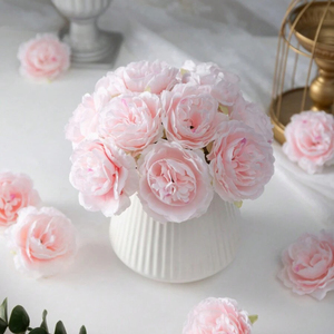 Têtes de fleurs de pivoine artificielles <span class=keywords><strong>rose</strong></span> pâle, aspect soyeux, fleurs artificielles adaptées pour la décoration de mariage, de fête, de gâteau, de salon, de table - Product Image 1