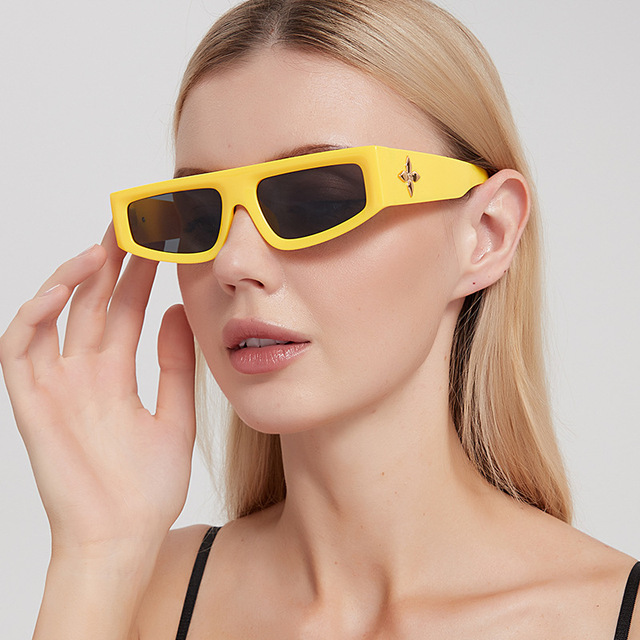 European American Model Thick Frame Red Sunglasses Cat's Eye Leaf Legs Hip-hop Sunshade for Men and Women