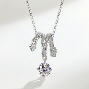 Certificato di GRA nuova collana con ciondolo a catena in Moissanite placcato in <span class=keywords><strong>oro</strong></span> in argento <span class=keywords><strong>925</strong></span> da donna - Product Image 4