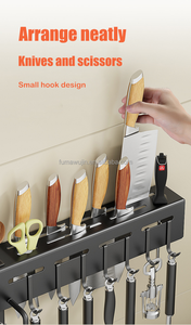 ווים & קיר ארגון נירוסטה סכין & מקלות אכילה מחזיק שחור מתכת תליית מטבח כלי - Product Image 4