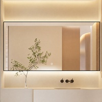 Miroir de salle de bain intelligent à LED avec éclairage, cadre en aluminium rectangulaire mural, étanche et anti-buée, CF Custom 60/70/80/90/100cm