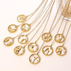 Collier d'<span class=keywords><strong>horoscope</strong></span> en acier inoxydable plaqué or, incrusté de Zircon, 12 colliers du zodiaque pour cadeau d'anniversaire - Product Image 2