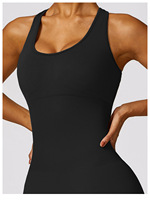 Nouveau femmes une pièce sans couture sans manches coupe serrée combinaison de gymnastique femme entraînement barboteuse évider dos Yoga body