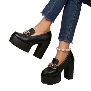 QuiteS grande <span class=keywords><strong>taille</strong></span> nouveau 2026 talon haut épais bouton fermeture chaussures talon épais décontracté automne <span class=keywords><strong>chaussure</strong></span> pour les femmes - Product Image 5