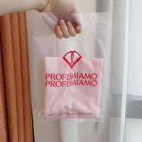 Sacs Personnalisés avec Logo en Plastique Imperméable, Sac de Shopping Rose de Luxe Imprimé Découpé avec Poignée pour Vente au Détail
