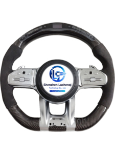 Volant en carbone véritable à 4 branches, poignée de 40 mm compatible Mercedes <span class=keywords><strong>C</strong></span> E G CLA <span class=keywords><strong>AMG</strong></span>, installation facile sans modification - Product Image 1