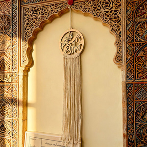 Nouvelle conception, Eid Mubarak, macramé tissé à la main, décoration murale bohème, ornement pour la maison, <span class=keywords><strong>attrape</strong></span>-rêves en forme de lune - Product Image 3