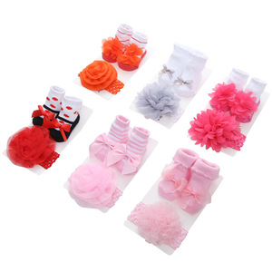 Konlee Hot Bán 40 Loài Hàn Quốc Lấy Cảm Hứng Cảm Hứng Ren Hoa Và Bow Headband Set Chống-Trượt Bé Vớ Mùa Đông Cổ - Product Image 1