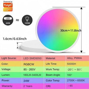 Tuya APP WIFI Multi Scenario Application Acrylic Ceiling <b>Light</b> with RGBCW Intelligent Dimming Living <b>Room</b> Use Modern Design - Product Image 3
