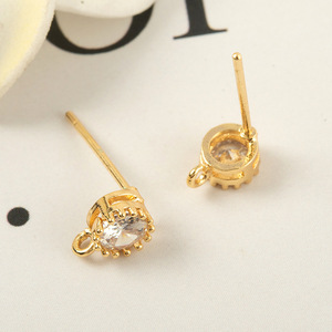Pendientes de Oro Sólido de 14K con Circonita y Engaste de Garras, Aro Abierto para Fabricación de Joyería DIY |   Pendientes de Corazón Minimalistas de Lujo para Mujer, Uso Diario, 0.2g - Product Image 2
