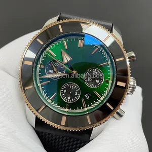 顶级手表43毫米白色表盘不锈钢橡胶7750自动手表日期设计师手表手表