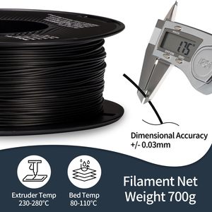 เส้นใยพิมพ์ 3 มิติ TINMORRY PP-CF คาร์บอนไฟเบอร์ ขนาด 1.75 มม. ASA ABS PLA PETG PC+ PA สีดำ เส้นใย ASA CF คาร์บอนไฟเบอร์ - Product Image 3