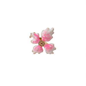 แหวนแฟชั่น สแตนเลส 316L ชุบทอง PVD ลายดอกไม้สีชมพู เครื่องประดับสำหรับผู้หญิง - Product Image 2