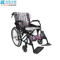 AJ-103S_20 Fauteuil roulant manuel en acier pour aide à la mobilité des patients, avec frein à main, certifié CE, garantie 1 an, léger