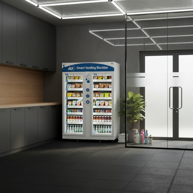 Double Door AI Smart Fridge Vending Machine 0-10 Refrigeration Touchscreen (32 Inchs) POS Integration Remote Monitoring Easy