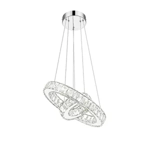 2 rings modern crystal led ceiling light pendant flush lamp ring pendant light