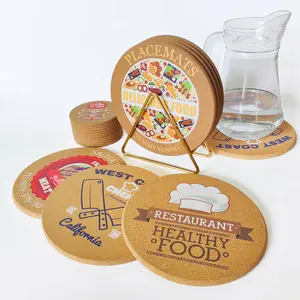 Custom Logo High Density Fine Particle Thick Cork Trivets for Hot Dishes Heat Resistant Wooden Coaster Placemats