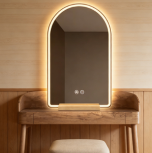 Espejo de Baño Decorativo Asimétrico con Retroiluminación LED Inteligente, Antivaho, de Tamaño Personalizado, Estilo Art Deco, de Lujo, <span class=keywords><strong>ECOLIVING</strong></span>, Venta al Por Mayor - Product Image 2