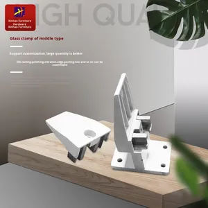 Modern alüminyum alaşım ayarlanabilir dikdörtgen ekran kelepçe  bölme paneli cam sabit donanım aksesuarları ofis oturma odası için - Product Image 4