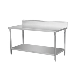 Best Selling 304 Stainless <b>Steel</b> <b>Commercial</b> <b>Kitchen</b> Work Table with Backrest Round Leg Top Seller in <b>Steel</b> <b>Fabrication</b> Equipment - Product Image 1