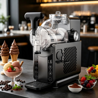 Machine à glace molle avec compresseur intégré, sans précongélation, mini machine à yogourt glacé et sorbet de comptoir, machine à cornets de glace