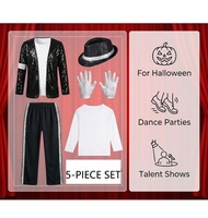 Costume de scène pour enfants avec paillettes, style disco des années 80 et 90, hip hop, avec chapeau assorti, unisexe