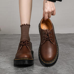 Scarpe Casual da Uomo Vintage con Suola Spessa in Pelle <span class=keywords><strong>Crazy</strong></span> Horse, Suola a Spugna, 3 Fori, Allacciatura Impermeabile - Product Image 1