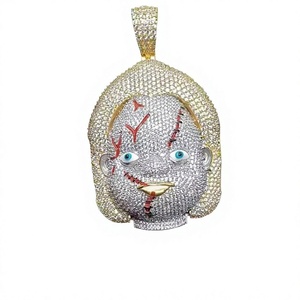Colgante Chucky con incrustaciones, chapado en plata 925, estilo hip-hop, unisex, para uso diario, con diamante cultivado en laboratorio. - Product Image 1