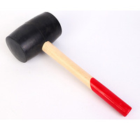 Marteau de toiture en caoutchouc noir à manche en bois, outil à main OEM, double tête interchangeable, multifonction, antichoc pour sol et toiture