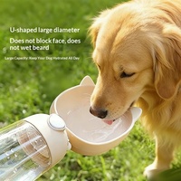 Bouteille d'eau portable pour chien pour les voyages, gourde anti-fuite pour animaux de compagnie avec récipient pour nourriture, bouteille d'eau pour animaux de compagnie pour l'extérieur