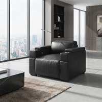 Ensemble de canapés inclinables 3-2-1 en cuir véritable avec fonction de réglage multi-angles et lampe de lecture pour salon et bureau