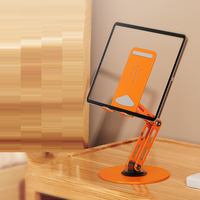 Support de téléphone portable rotatif en métal noir pour bureau, avec bras long extensible et pliable, pour tablette