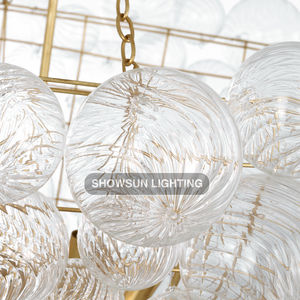 현대 샹들리에 거실 교수형 빛 빌라 라운드 유리 샹들리에 - Product Image 2