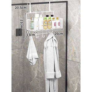Modern Double Tier Stainless Steel Wall Mounted Shower Room <b>Racks</b> Punch-Free Bathroom Towel Storage <b>Racks</b> with Glass Doors - Product Image 3