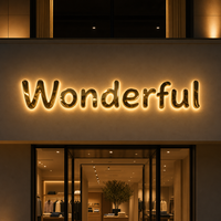 Panneau publicitaire LED miniature personnalisable, logo d'entreprise, mur d'image, fond en verre acrylique gravé, signalétique lumineuse