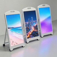 Panneau LED pliable portable avec roues, affiche numérique LED intelligente Android pour la publicité extérieure commerciale