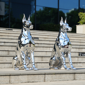 無料デザインかわいい漫画ドーベルマンピンシャー彫刻家庭用装飾ギフト用の磨かれたミラー樹脂工芸品 - Product Image 4