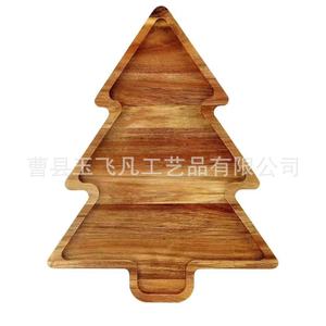 Bandeja de madera de acacia para árbol de Navidad, 38x30cm, bandeja de madera maciza para servir aperitivos y delicatessen en restaurantes - Product Image 3