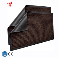 Tapis de porte antidérapant à double rayure en polyester, tapis d'entrée commercial perforé à l'aiguille avec support en PVC