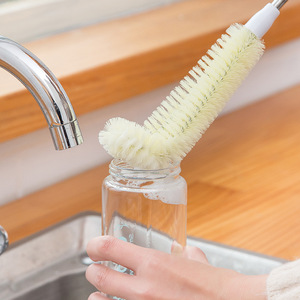 Cup Brush Long Handle L Shape For Baby Bottle Blender Cleaning Pet Material - Product Image 4