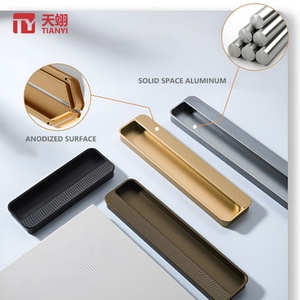 Aluminum Alloy Modern Durable Concealed <b>Handle</b> Furniture Hardware for Bathroom Bedroom Dressers Long Wardrobe Drawer Pulls - Product Image 2