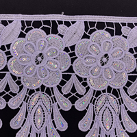 Vente en gros d'usine, dentelle brodée guipure pas chère, sequins, encaje bordado, broderie, dentelle soluble à l'eau, garniture brillante, accessoires