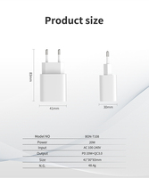 Adaptateur secteur PD 20W à charge rapide, chargeur USB C durable, bloc de chargeur mural double port Type C pour iPhone, iPad, Samsung