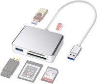 Lecteur de carte SD 5-en-1 Micro USB 2.0, lecteur de carte mémoire, neuf, en aluminium, sortie CC pour ordinateur portable et appareil photo
