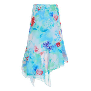 Falda Midi Asimétrica con Estampado Floral Digital Natural y Dulce - Estilo Veraniego Suave y Femenino con Corte en A y Dobladillo Asimétrico - Product Image 6