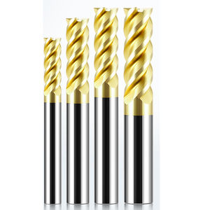 Fresa in Carburo a 4 Taglienti Rivestita in Oro HRC68 1-20mm Utensile CNC per Acciaio Inox 304/316 Lega di Titanio - Product Image 1