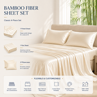 Parure de lit 100 % bambou OEKO-TEX 400TC 80S, draps rafraîchissants et doux, poches profondes, personnalisable OEM, vente en gros
