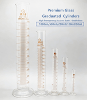 Cylindre gradué en verre en gros, cylindre gradué en verre résistant à la chaleur 5ml 10ml 50ml 100ml 500ml 1000ml 2000ml