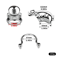 FRRK Cage de chasteté masculine Sissy avec anneau anti-chute Cage à bite en métal robuste avec prise urétrale en silicone Sex Toys pour hommes